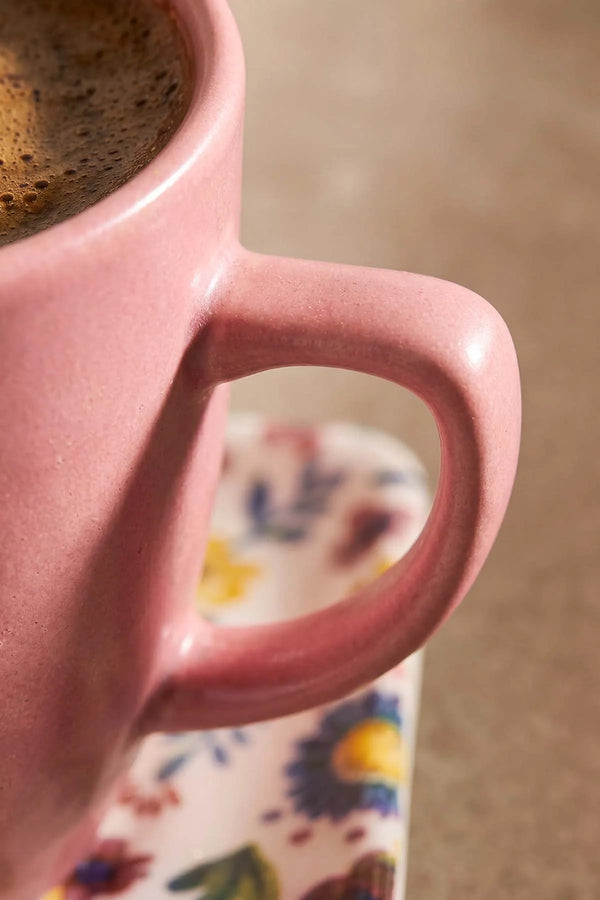 Pembe Keraart Springtime Doğaltaş 2 Kişilik Kahve Sunum Seti - 4 Parça