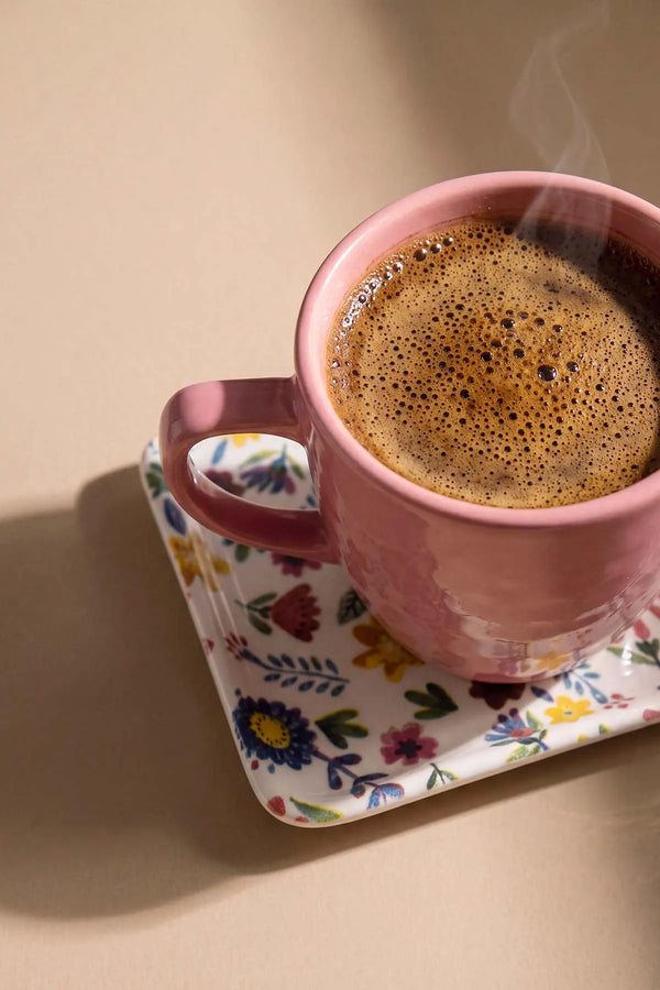 Pembe Keraart Springtime Doğaltaş 2 Kişilik Kahve Sunum Seti - 4 Parça