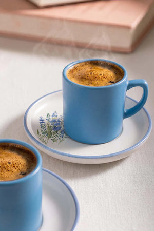 Mavi Elegant Blossoms 2 Kişilik Kahve Sunum Seti - 4 Parça