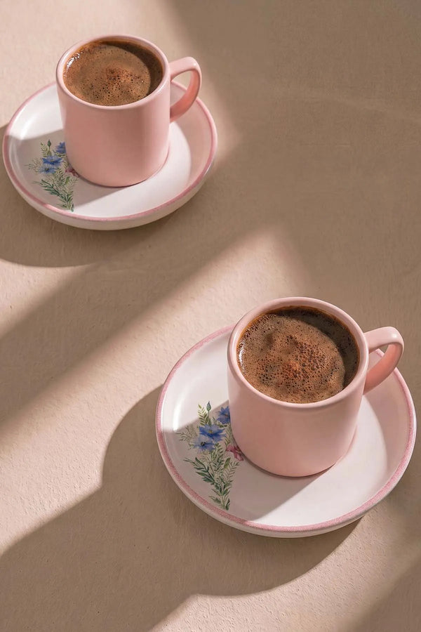 Pembe Elegant Blossoms 2 Kişilik Kahve Sunum Seti - 4 Parça