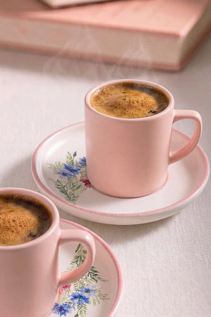 Pembe Elegant Blossoms 2 Kişilik Kahve Sunum Seti - 4 Parça