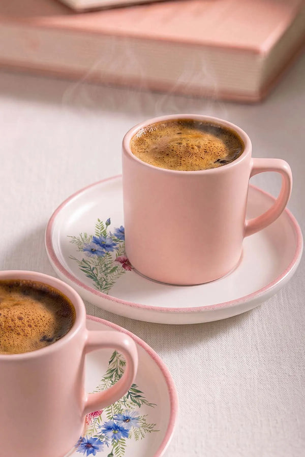 Pembe Elegant Blossoms 2 Kişilik Kahve Sunum Seti - 4 Parça