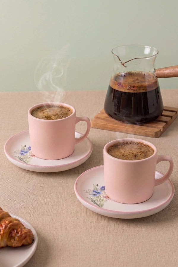 Pembe Elegant Blossoms 2 Kişilik Kahve Sunum Seti - 4 Parça