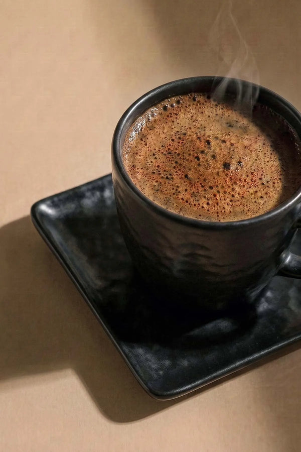 Mat Siyah Doğaltaş 2 Kişilik Kahve Sunum Seti - 4 Parça