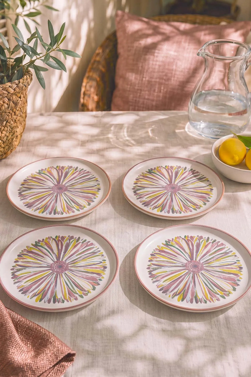 Serene Flower Nordic 4'lü Pasta & Sunum Tabağı 22 cm