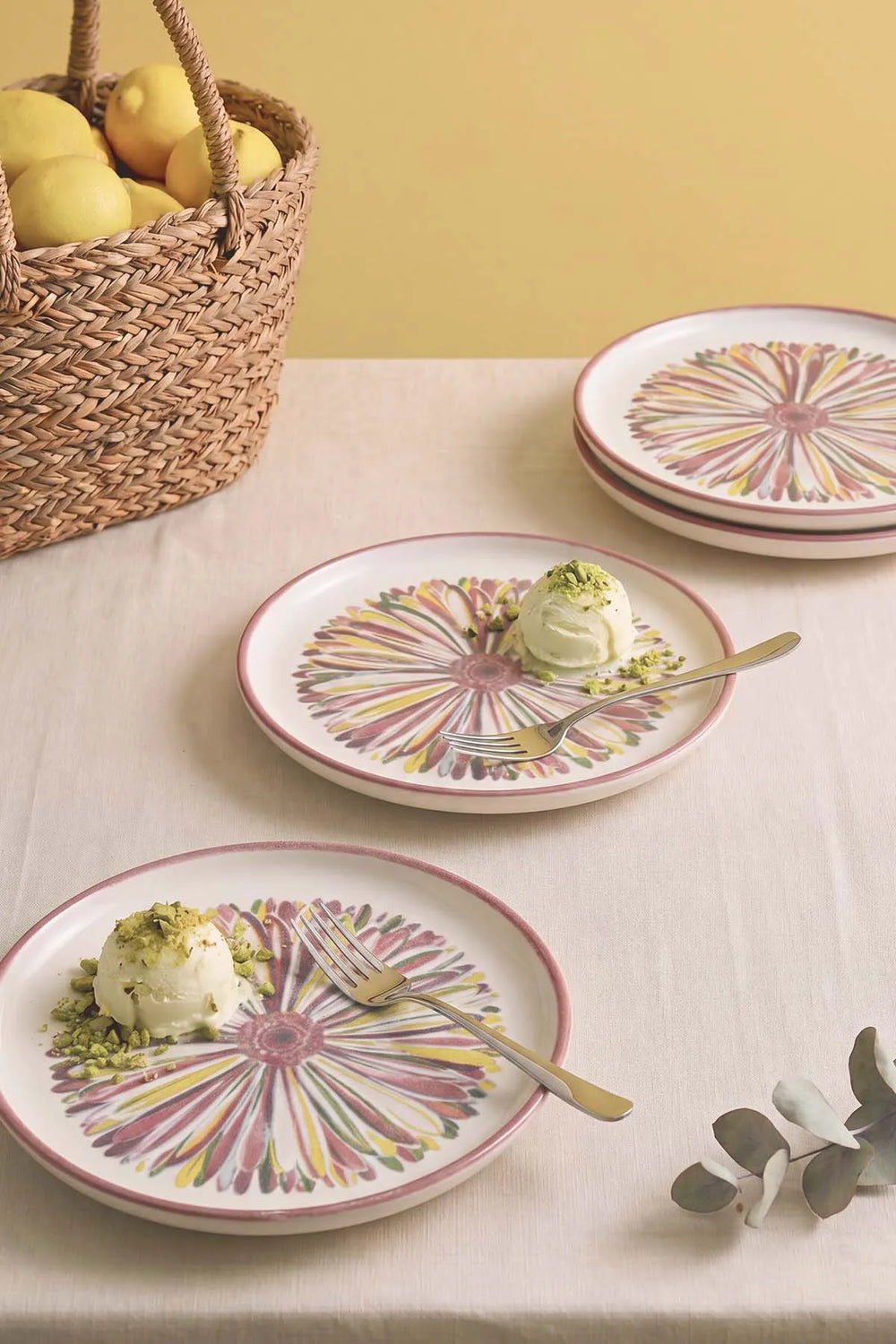 Serene Flower Nordic 4'lü Pasta & Sunum Tabağı 22 cm