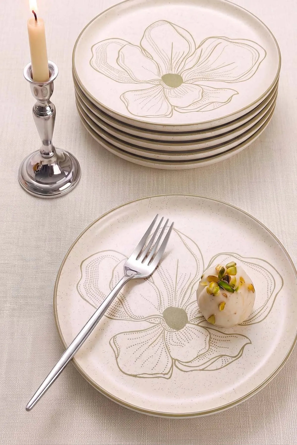 Taupe Bloom Nordic 6'lı Pasta & Sunum Tabağı 22 cm