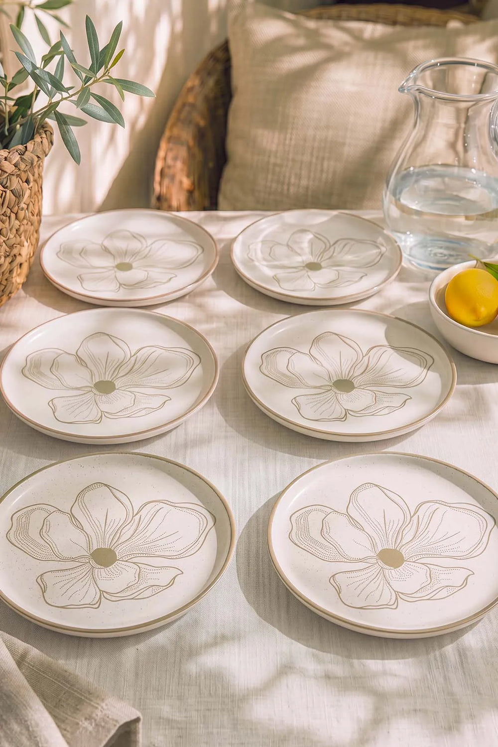 Taupe Bloom Nordic 6'lı Pasta & Sunum Tabağı 22 cm