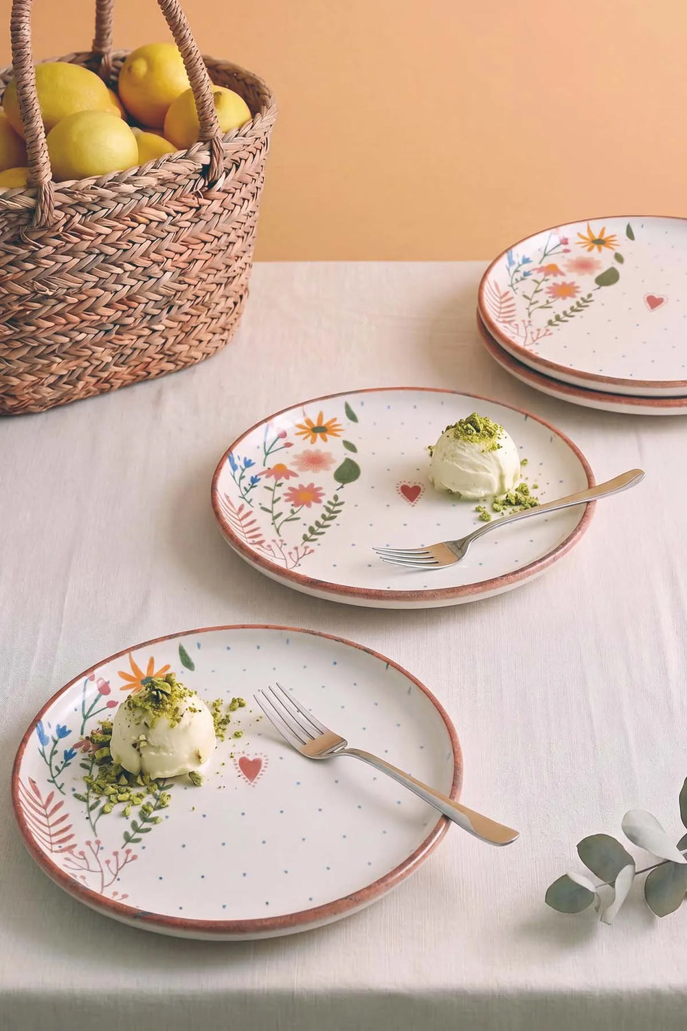 Kalpli Soft Bloom Nordic 4'lü Pasta & Sunum Tabağı 22 cm