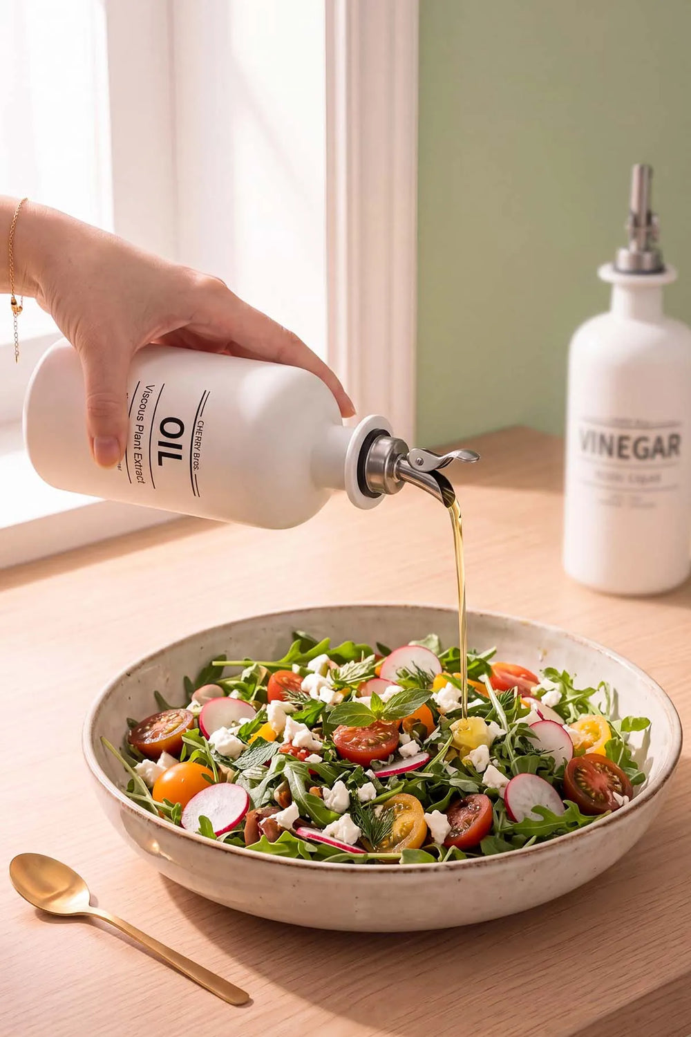 Beyaz Baskılı 2'li Yağdanlık & Sirkelik Set 500 ml