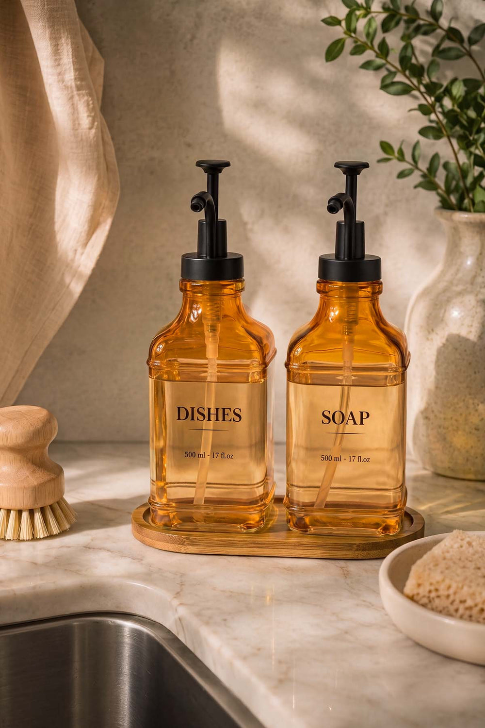 Amber Kare 2'li Sıvı Sabunluk Seti 500 ml