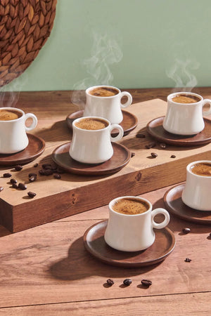 Kahverengi Bambu 6 Kişilik Fincan Takımı – 12 Parça