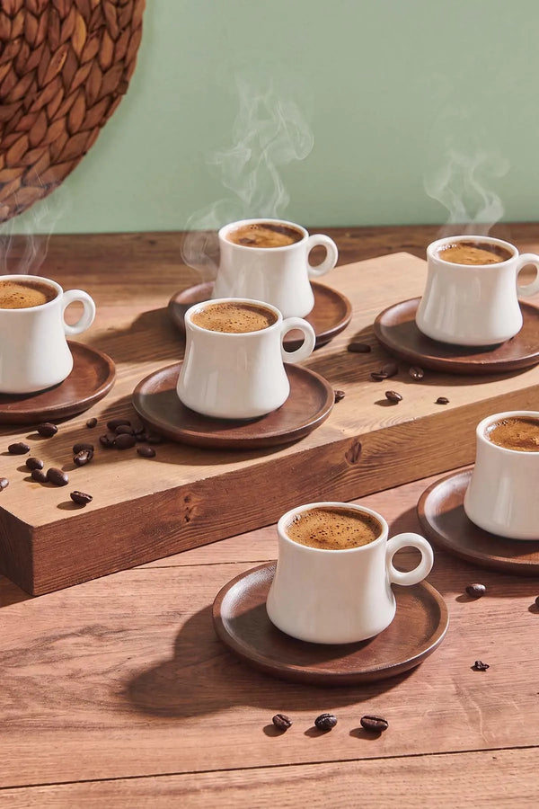 Kahverengi Bambu 6 Kişilik Fincan Takımı – 12 Parça