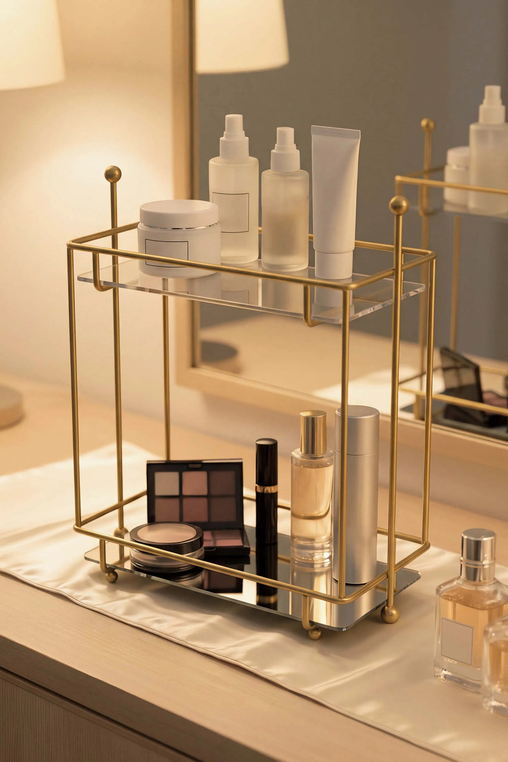 Gold 2 Katlı Banyo Organizer Tezgâh Üstü Düzenleyici