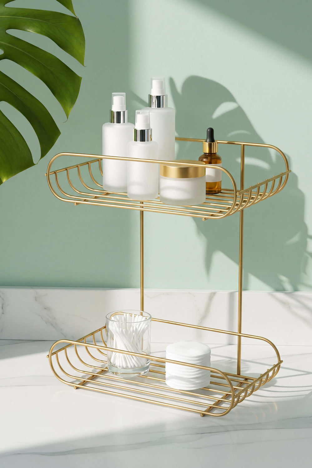 Gold 2 Katlı Metal Sabunluk & Şampuanlık Banyo Köşeliği