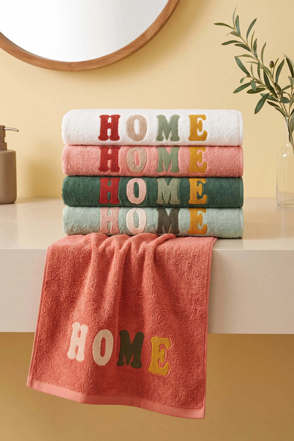 Home Nakışlı %100 Pamuklu 5'li Havlu Seti 50x90 cm