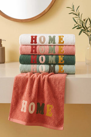 Home Nakışlı %100 Pamuklu 5'li Havlu Seti 50x90 cm