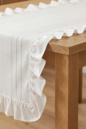 Beyaz Fırfırlı Colber Runner 45x115 cm – görsel 6