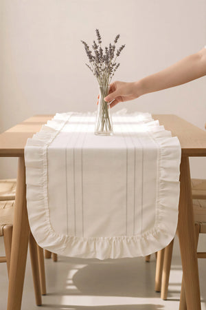 Beyaz Fırfırlı Colber Runner 45x115 cm – görsel 2