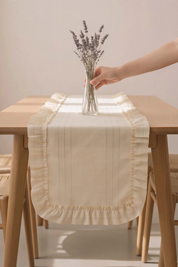 Bej Fırfırlı Colber Runner 45x115 cm – görsel 3