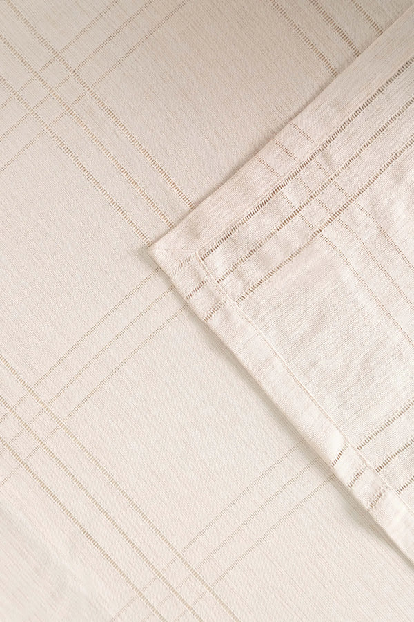 Krem Keten Efektli Leke Tutmaz Masa Örtüsü 150x220 cm