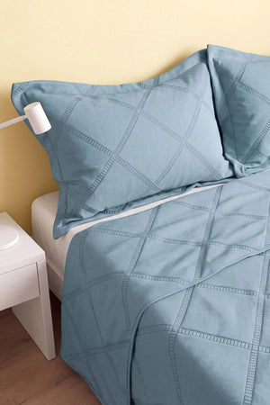 Serra Tila Mint Çift Kişilik Yatak Örtüsü Seti – 3 Parça