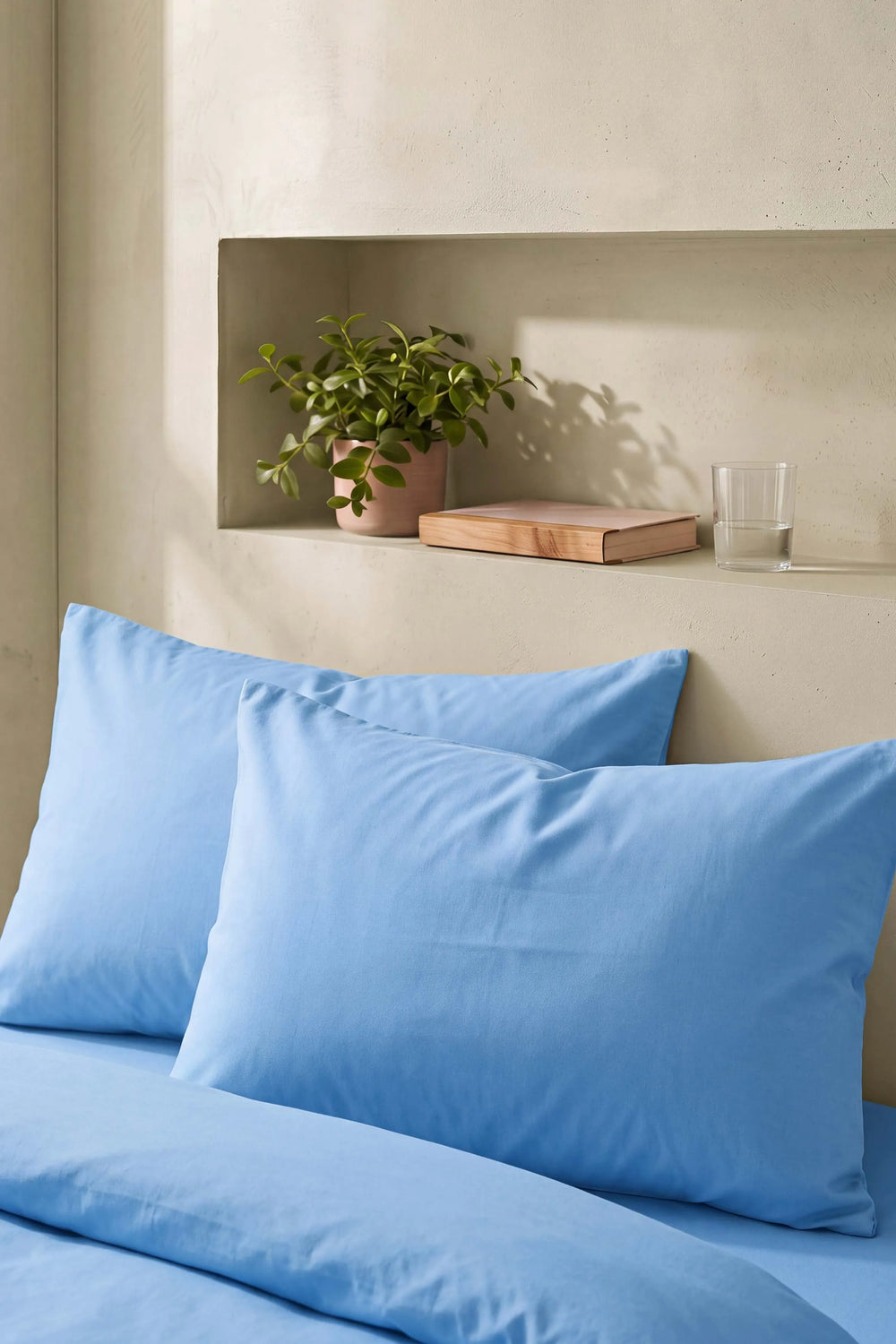 Soft Mavi %100 Pamuklu 2'li Yastık Kılıfı 50x70 cm