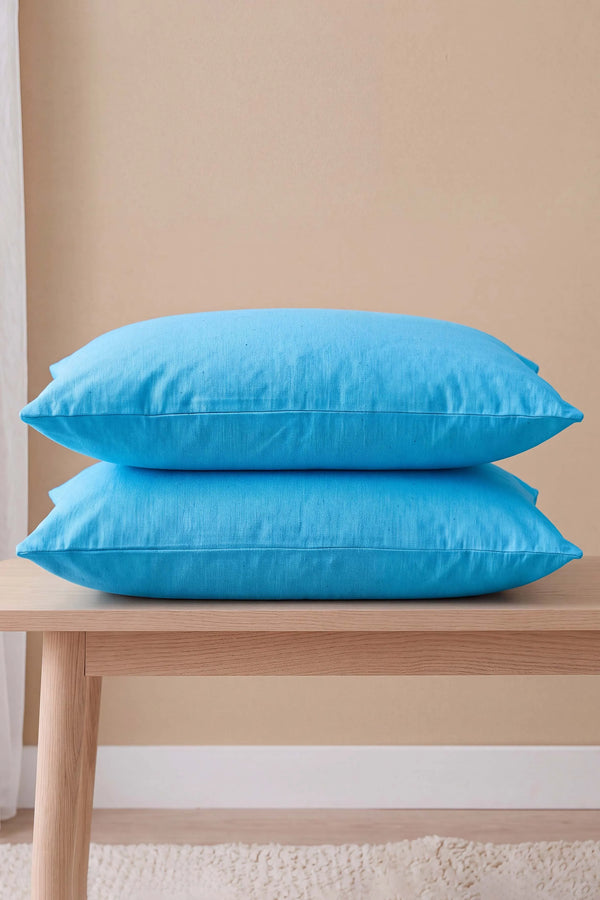 Turkuaz Mavisi %100 Pamuklu 2'li Yastık Kılıfı 50x70 cm