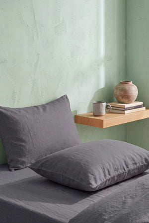 Antrasit %100 Pamuklu 2'li Yastık Kılıfı 50x70 cm