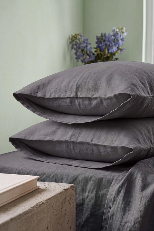 Antrasit %100 Pamuklu 2'li Yastık Kılıfı 50x70 cm
