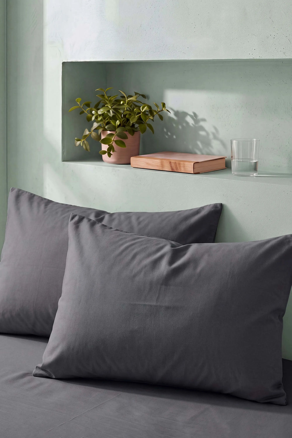 Antrasit %100 Pamuklu 2'li Yastık Kılıfı 50x70 cm