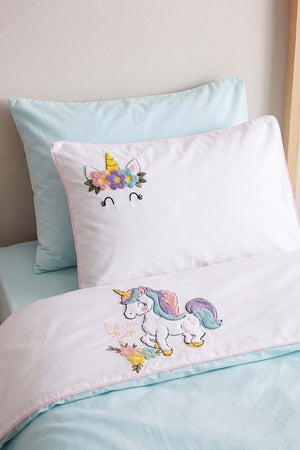 Dolly Mint Punch Nakışlı %100 Pamuklu Bebek Nevresim Takımı