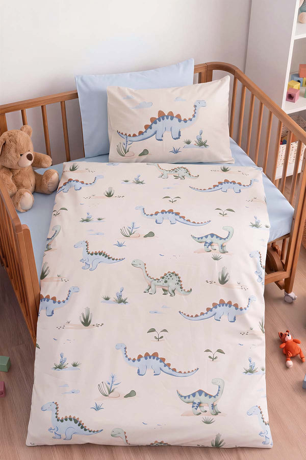 Dinoro Mavi %100 Pamuklu Bebek Nevresim Takımı - 4 Parça
