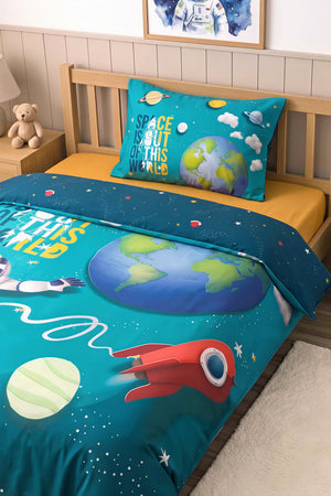 Little Astronot %100 Pamuklu Tek Kişilik Çocuk Nevresim Takımı