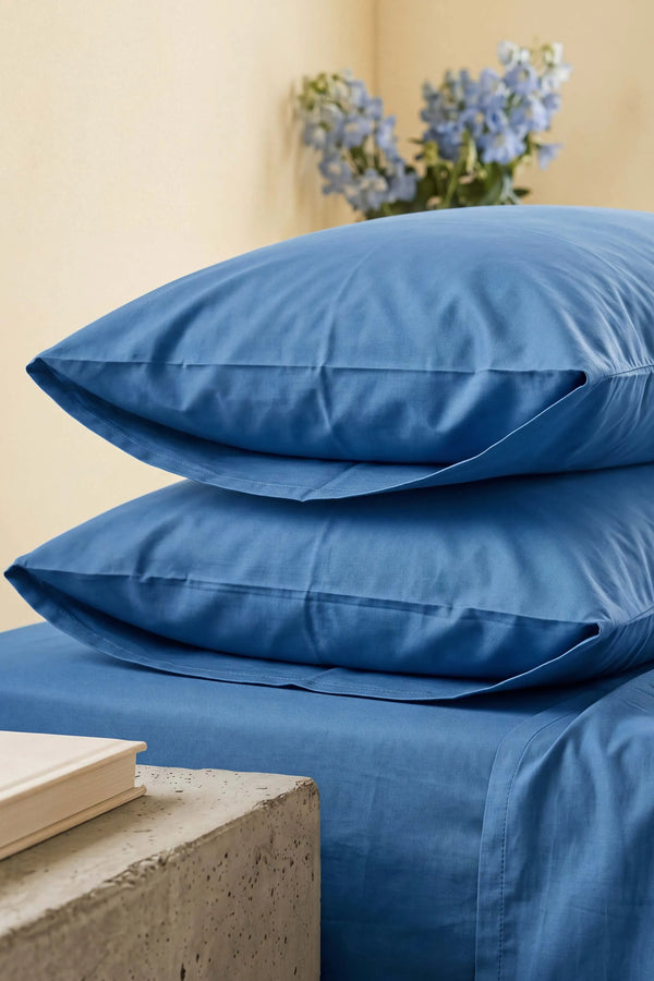 Saks Mavisi Ranforce %100 Pamuklu 2'li Yastık Kılıfı 50x70 cm