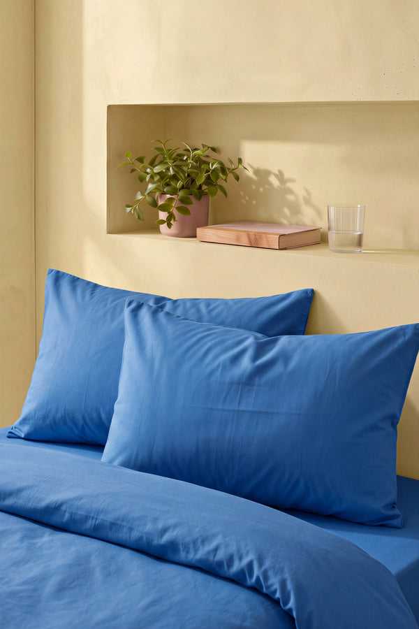 Saks Mavisi Ranforce %100 Pamuklu 2'li Yastık Kılıfı 50x70 cm