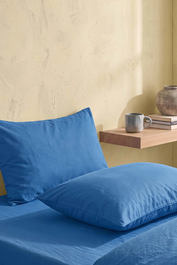 Saks Mavisi Ranforce %100 Pamuklu 2'li Yastık Kılıfı 50x70 cm