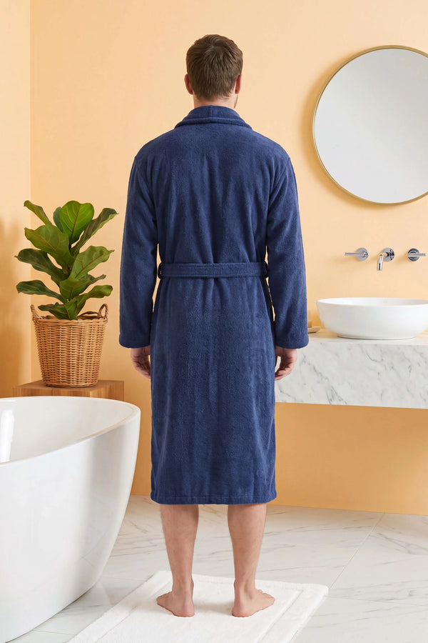 Lacivert Basic %100 Pamuklu Bornoz L-XL