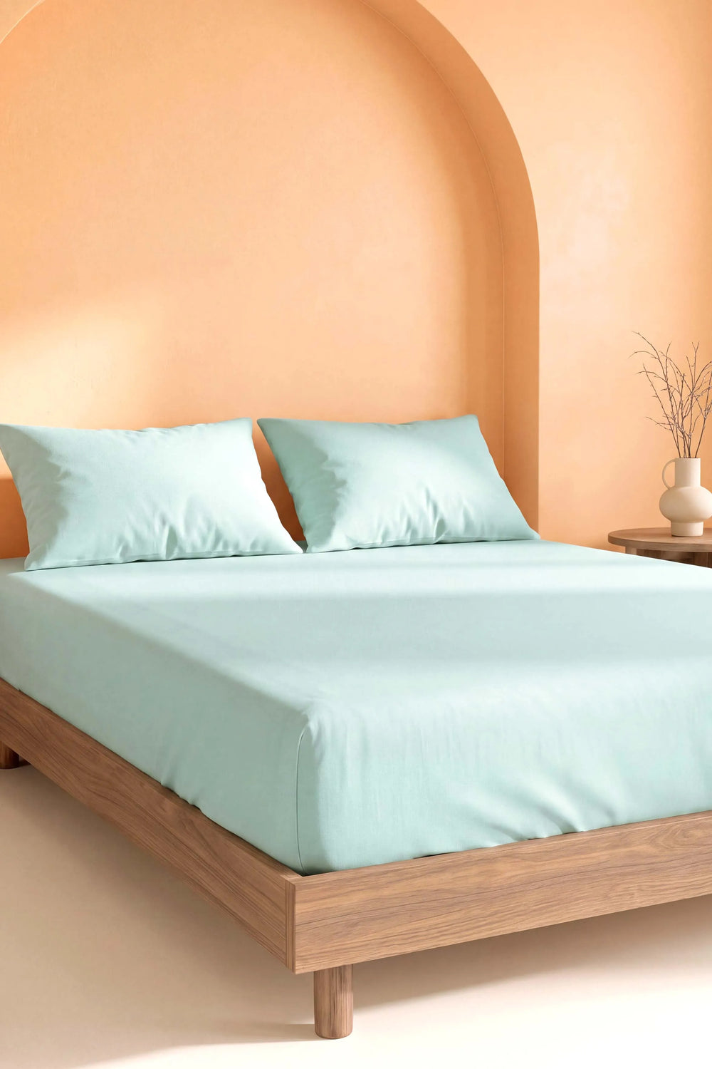 Soft Yeşil %100 Pamuklu Çift Kişilik Lastikli Çarşaf Takımı - 3 Parça