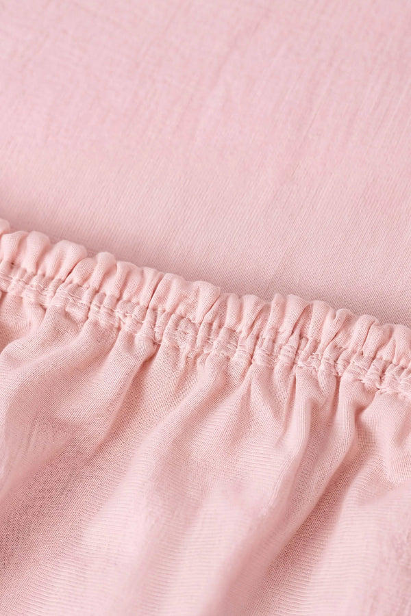 Soft Pembe %100 Pamuklu Çift Kişilik Lastikli Çarşaf Takımı - 3 Parça