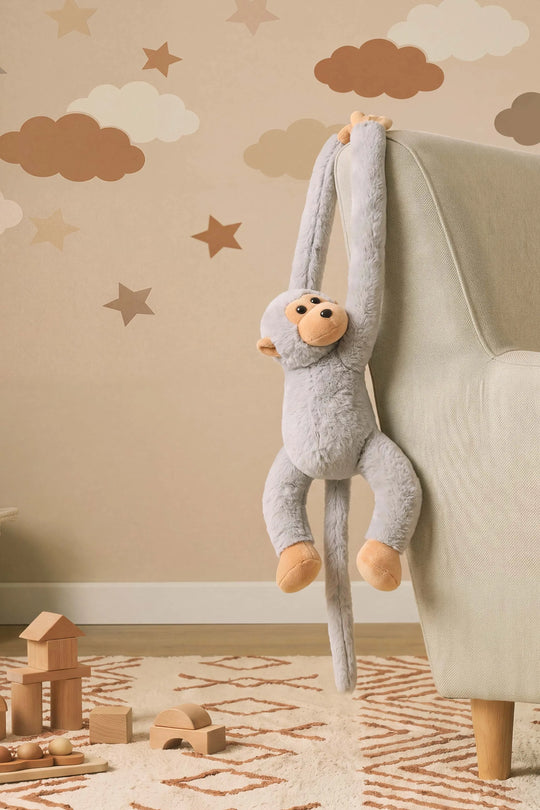 Gri Elleri Yapışabilen Maymun Peluş Oyuncak