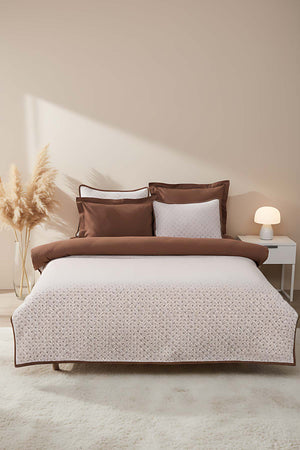 Silvano Kahve Çift Kişilik Nevresimli %100 Pamuklu Yatak Örtüsü - 7 Parça Çeyiz Seti