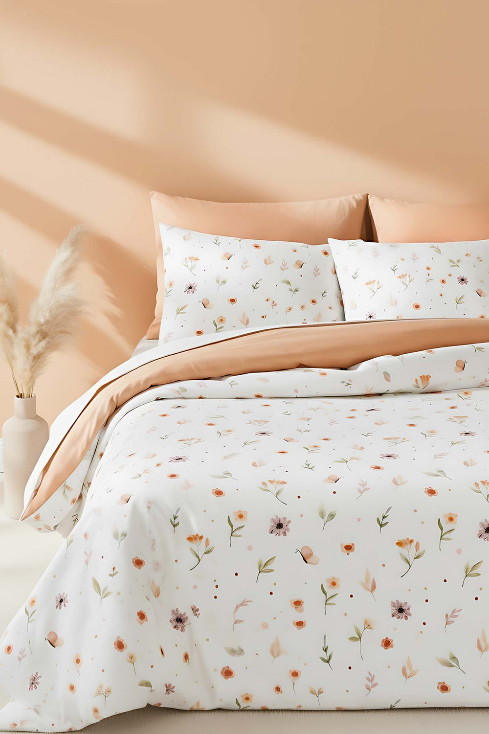 Soft Çiçekli Çift Kişilik Outlet Nevresim Takımı Pamuklu