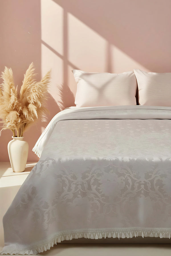 Style Pudra Çift Kişilik Yatak Örtüsü Takımı 3 Parça Uyku Seti
