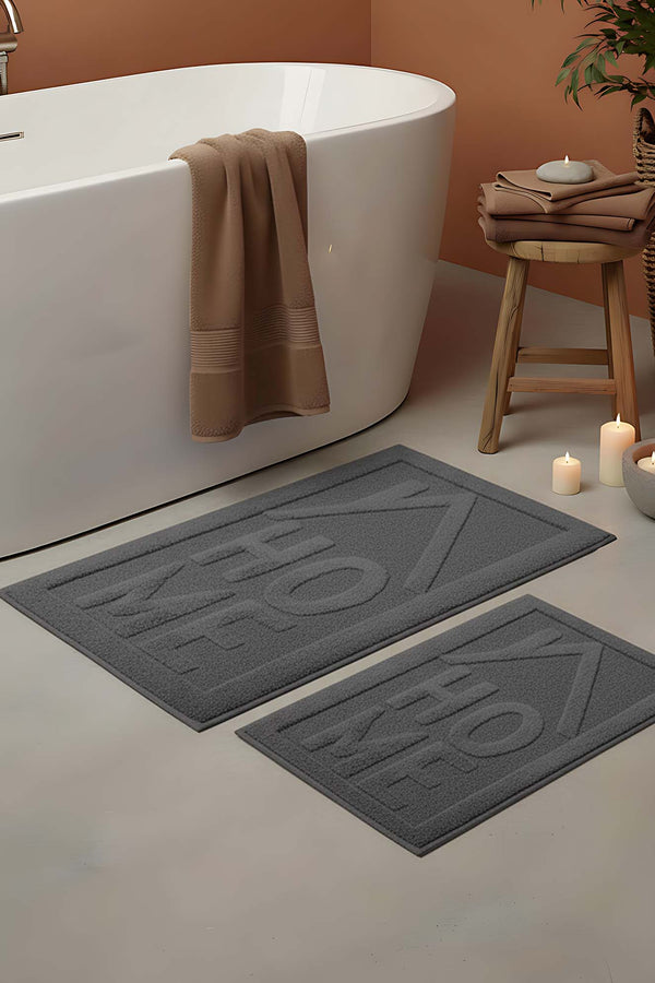 Home Kabartmalı Pamuklu 2’li Banyo & Klozet Paspas Takımı