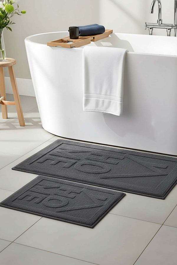 Home Kabartmalı Pamuklu 2’li Banyo & Klozet Paspas Takımı
