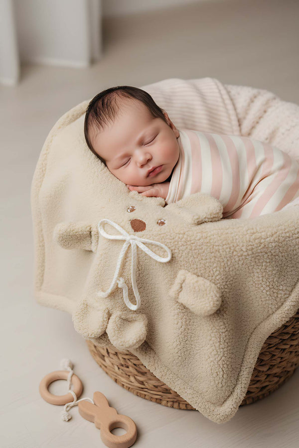 Ayıcık Figürlü Peluş Bebek Battaniyesi