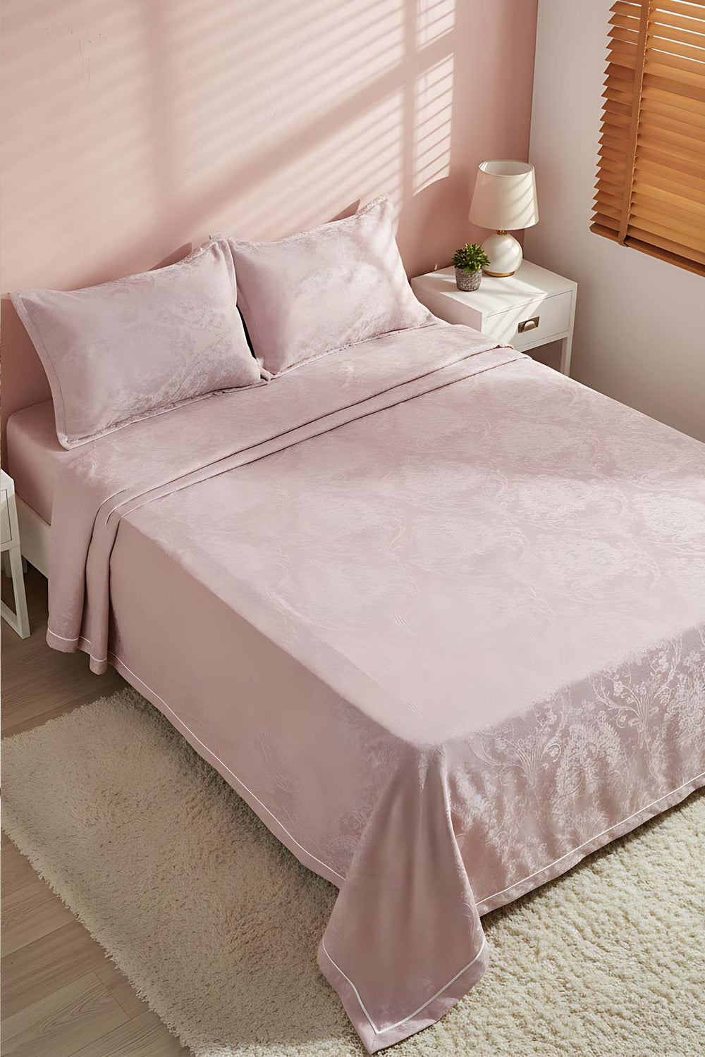 Allegra Pudra Çift Kişilik Yatak Örtüsü Seti