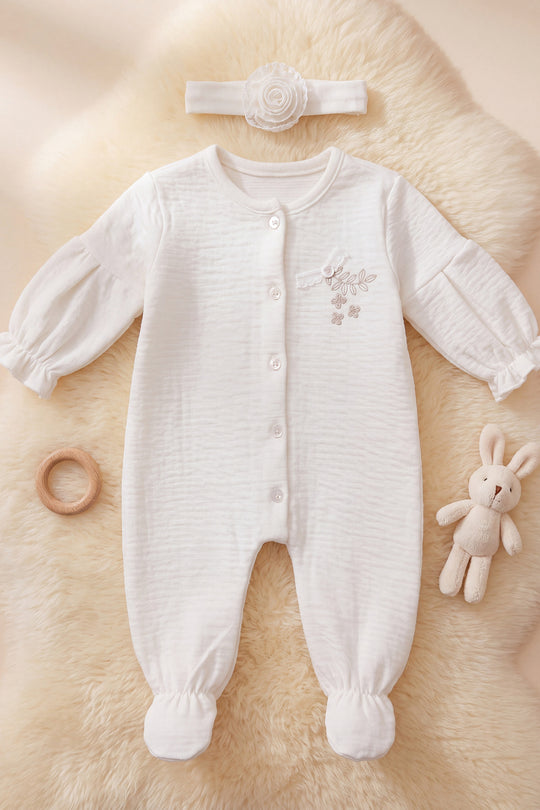 Mini Lady Bandanalı %100 Pamuklu Bebek Tulumu 1-3 Ay