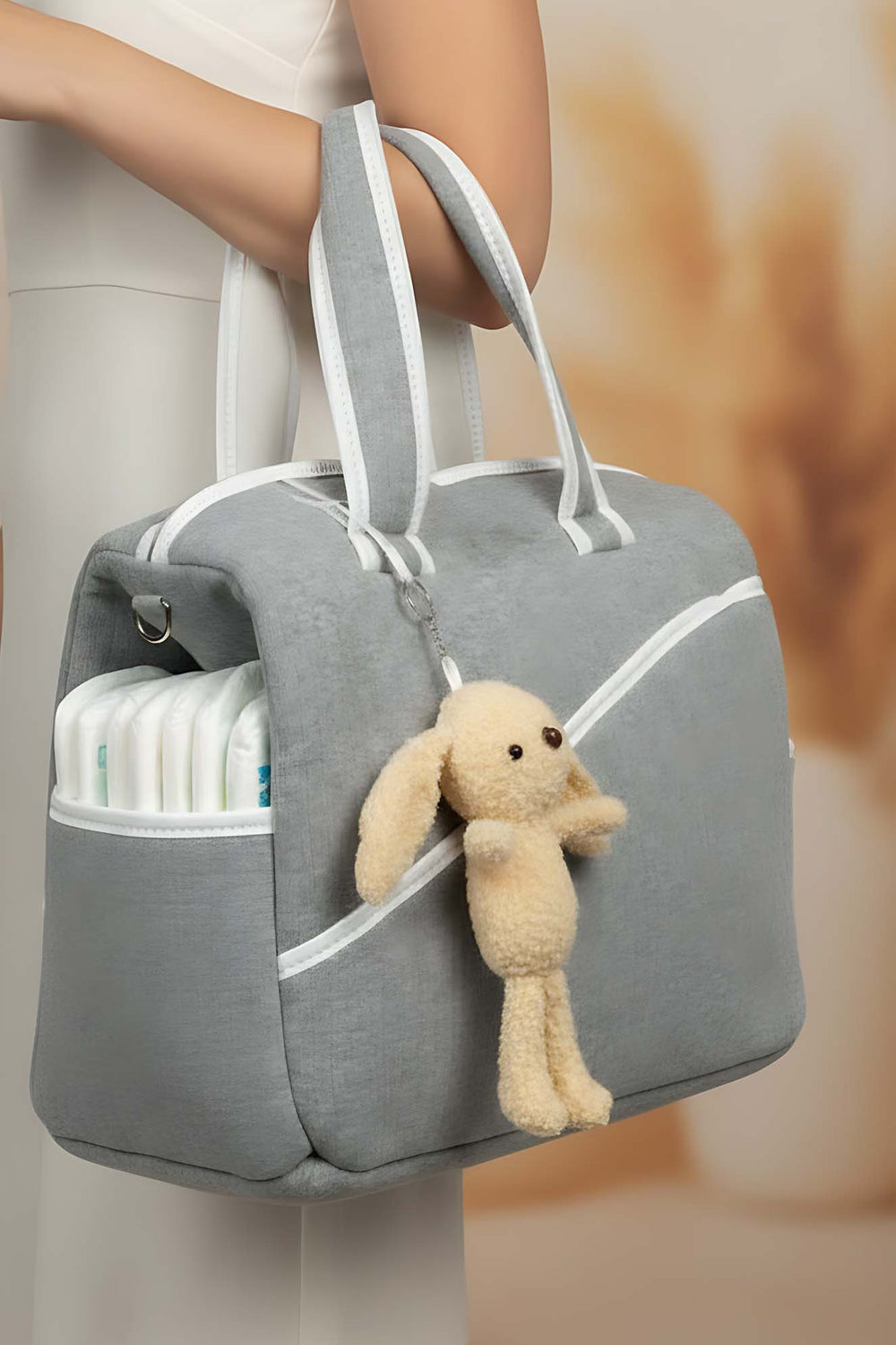 Peluş Tavşanlı Anne Bebek Bakım Çantası